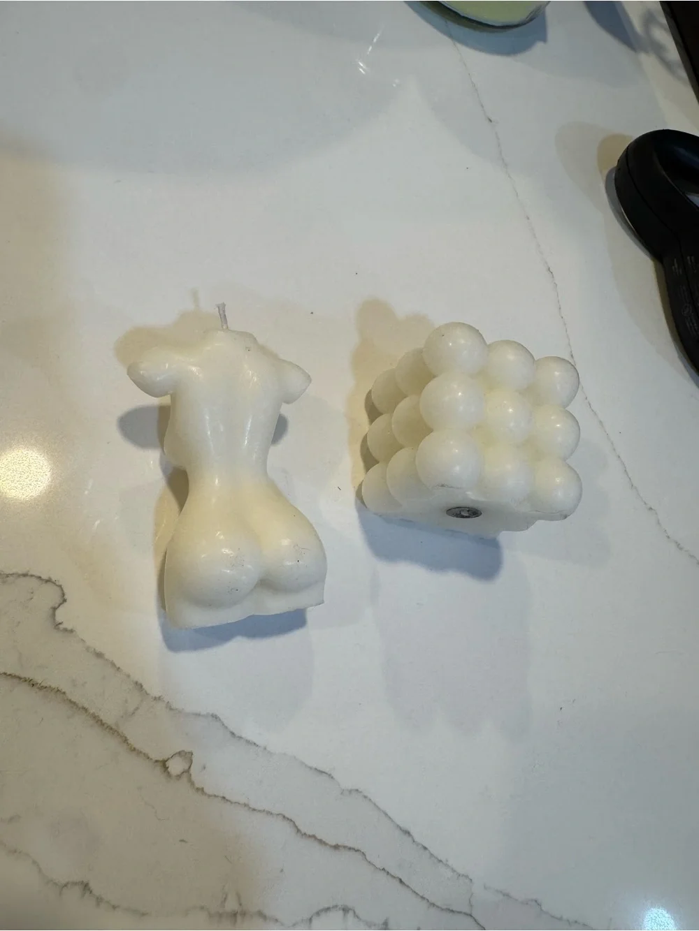 Elegant White Body Sculpture & Bubble Cube Decorative Candles